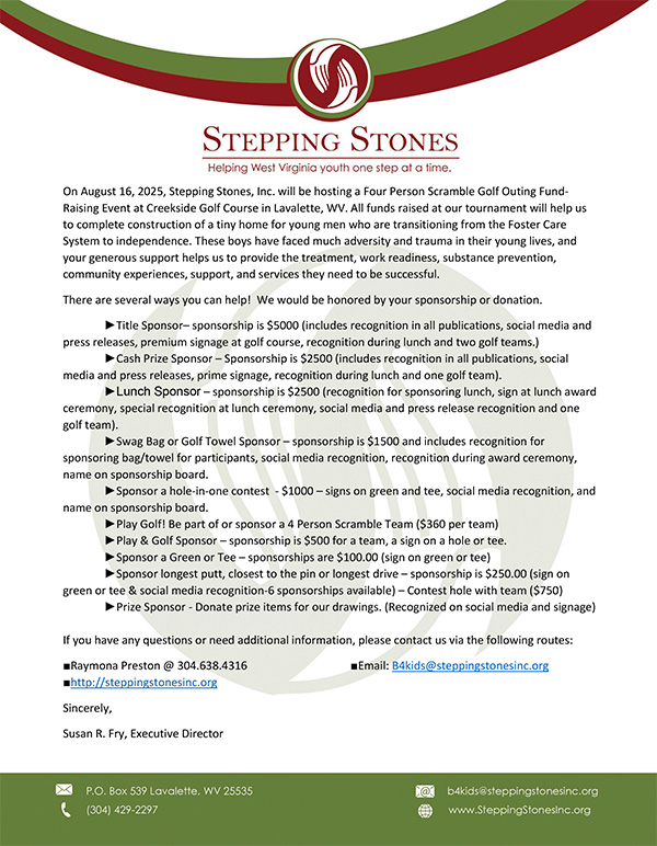 2025 Stepping Stones Golf Request Letter